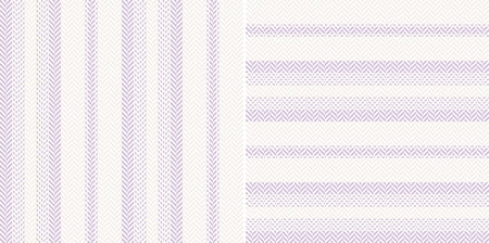 Stripe pattern set herringbone in lilac purple and off white. Textured seamless spring summer stripes vector for dress, shirt, top, skirt, jacket, other cotton or linen modern fashion fabric print.のイラスト素材