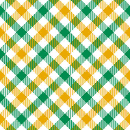 Vichy pattern in yellow, green, white. Bright colorful seamless gingham texture for modern spring summer tablecloth, picnic blanket, oilcloth, duvet cover, other fashion textile or paper design.のイラスト素材