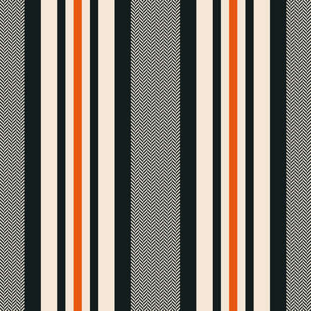 Stripe pattern with herringbone texture in black, orange, off white. Large wide stripes for flannel shirt, trousers, blanket, duvet cover, carpet, other spring autumn winter fashion textile print.のイラスト素材