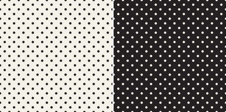 Polka dot pattern for fashion design in black and off white. Seamless geometric dotted vector for dress, shirt, jacket, skirt, gift paper, other modern spring summer autumn winter textile print.のイラスト素材