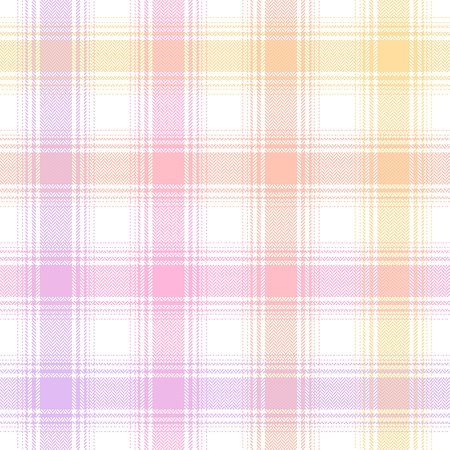 Plaid pattern in pastel purple, pink, orange, yellow, white. Seamless tartan buffalo check plaid for flannel shirt, picnic blanket, duvet cover, other modern spring summer fashion fabric print.のイラスト素材
