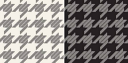 Abstract geometric vector pattern with houndstooth tweed check plaid in black and off white....