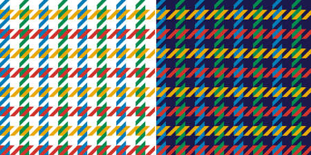 Houndstooth check plaid pattern set in colorful bright navy blue, red, green, yellow, white. Seamless dog tooth vector for dress, coat, scarf, skirt, other modern spring autumn winter fashion textile.のイラスト素材