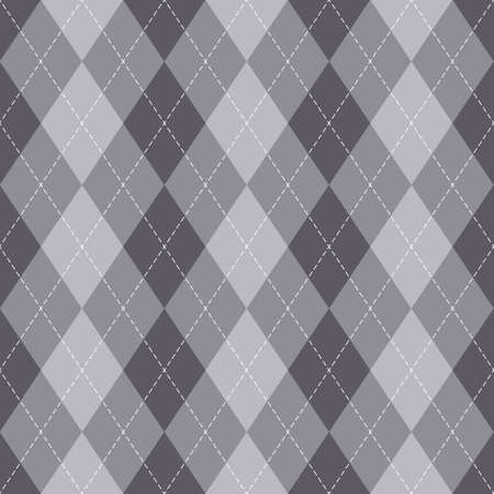 Argyle pattern in grey and white. Seamless neutral classic stitched background illustration for gift paper, socks, sweater, other modern spring summer autumn winter fashion textile or paper print.のイラスト素材