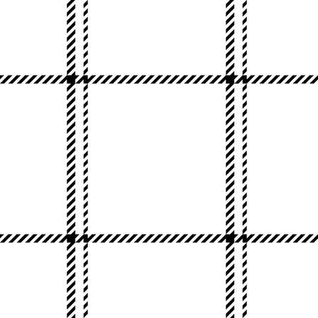 Check plaid pattern in black and white. Thin line seamless windowpane tartan for jacket, scarf, skirt, dress, trousers, flannel shirt, other modern spring summer autumn winter fashion textile print.のイラスト素材
