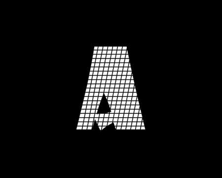 White bubbly letter A with lines pattern designのイラスト素材