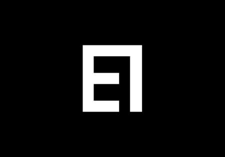 Creative EI letter negative space logo design with black background.のイラスト素材