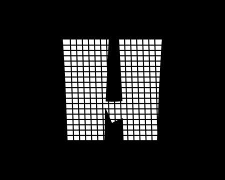 White bubbly letter H with lines pattern designのイラスト素材
