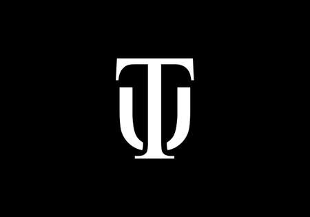 Creative letter UT or TU negative space style initial logo conceptのイラスト素材