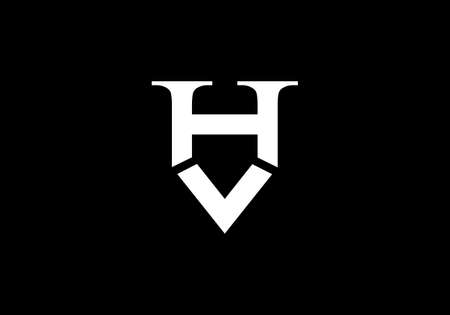 Creative letter HV or VH negative space style initial logo conceptのイラスト素材
