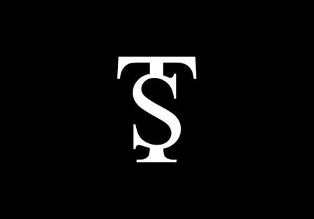 Creative letter TS or ST negative space style initial logo conceptのイラスト素材