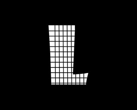 White bubbly letter L with lines pattern designのイラスト素材