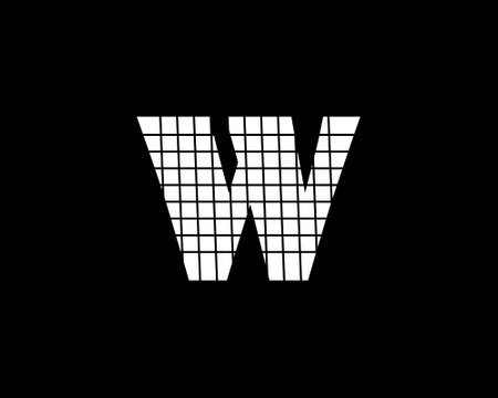 White bubbly letter W with lines pattern designのイラスト素材