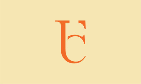 Creative orange color letter BC or JC negative space logo design Initial Conceptのイラスト素材