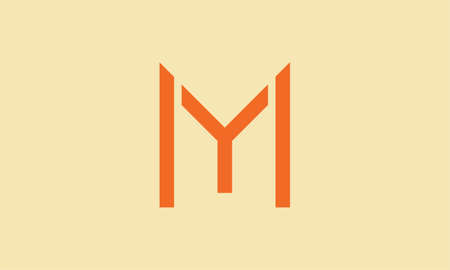 Creative orange color letter MY negative space logo design Initial Conceptのイラスト素材