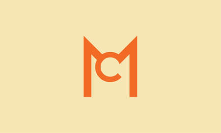 Creative orange color letter MC negative space logo design Initial Conceptのイラスト素材