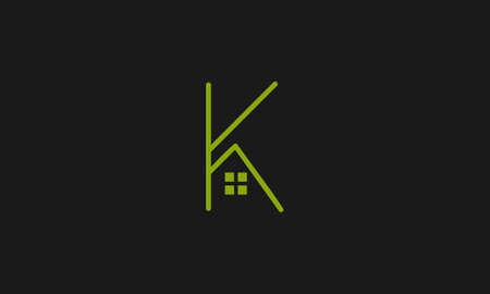 Uppercase letter K with window design, monogram emblem business project in the thin lines, for stylish business cards premium vectorのイラスト素材