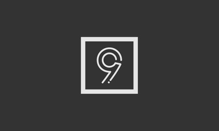 Bold number 9 with square outside - Initial vector design - Premium Icon, Logo vectorのイラスト素材
