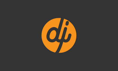 Bold letter DJ circle outside - Initial vector design - Premium Icon, Logo vectorのイラスト素材