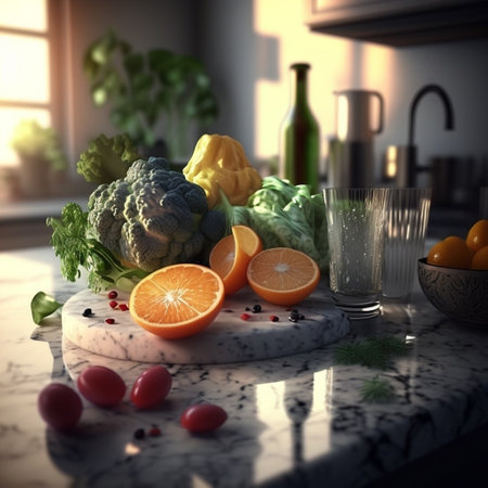 Brings Life to a Stunning Modern Kitchen with Close-Up of Fruits