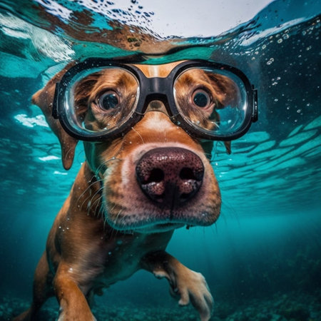 Detailed Shot of Dog Swimming in the Seaの素材
