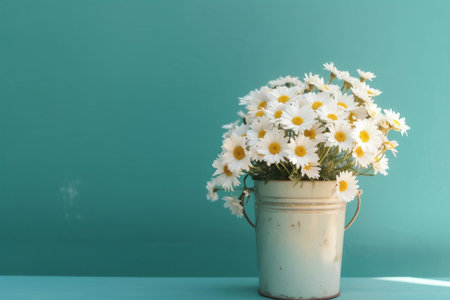Yellow Chamomile Daisy Bouquet in Brown Potの素材