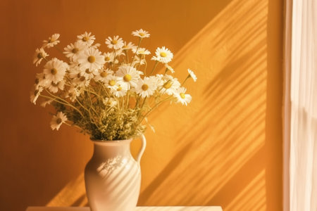 Yellow Chamomile Daisy Bouquet - 3D Interior Mockupの素材