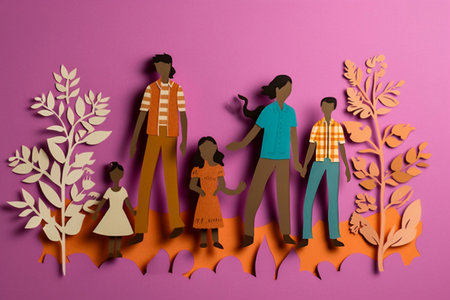 Paper Cutout of a Family - Heartwarming Craft Illustrationの素材