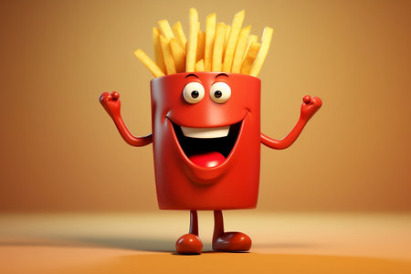Adorable French Fries Character Illustration. Generative AIの素材