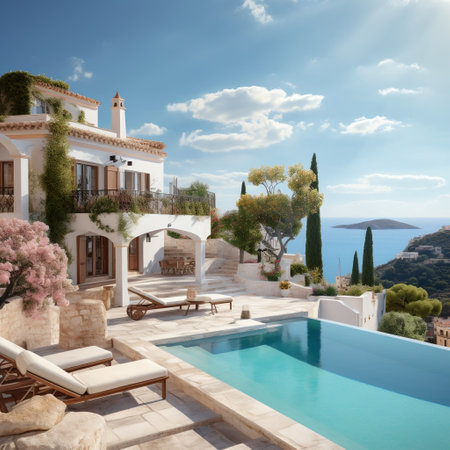 Traditional Mediterranean white houseの素材