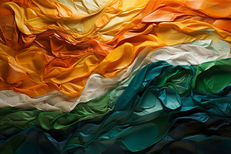 A Vibrant Tricolor Fabric Artworkの素材