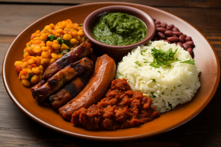 Plate with typical Brazilian food healthy plateの素材