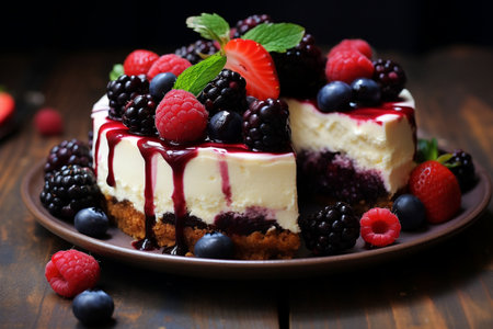 Cheesecake A Delightful Dessert with Berriesの素材