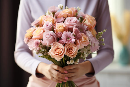Sunlit Petals: Smiling Woman Embracing Spring Blossomsの素材