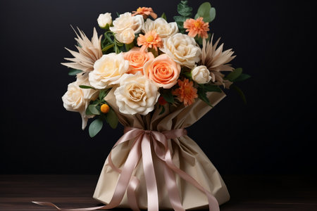 In Bloom: Captivating Young Lady Holds a Bouquet of Spring Bloomsの素材