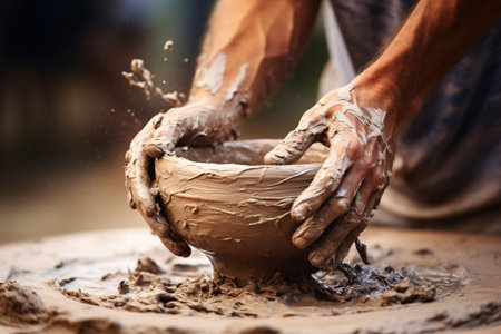 An Old Person Making A Clay Potteryの素材