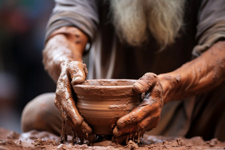 An Old Person Making A Clay Potteryの素材