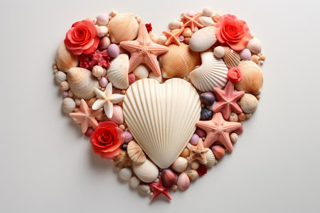 Seashell Heart, Isolated on transparent background. Generative AIの素材