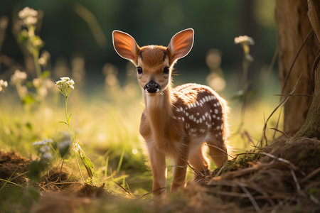 Heartwarming Encounter: Fawn in Natureの素材