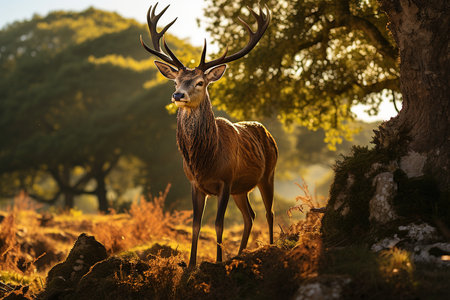 Majestic Red Deer Stag in Natural Lightの素材