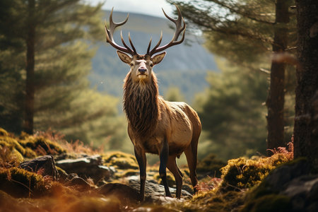Scenic European Wilderness: Adult Deerの素材