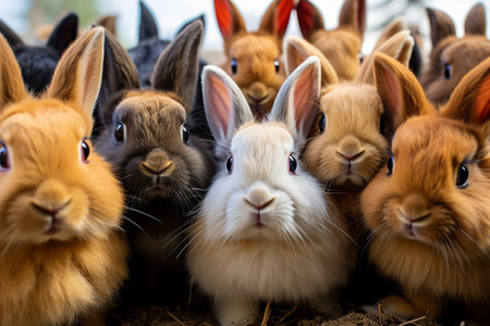 Multicolored Rabbit Close-Upの素材