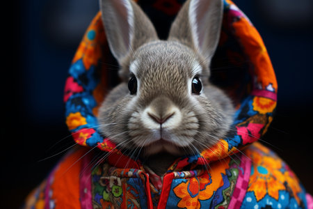 Artistic Close-Up: Rabbit in Jacketの素材