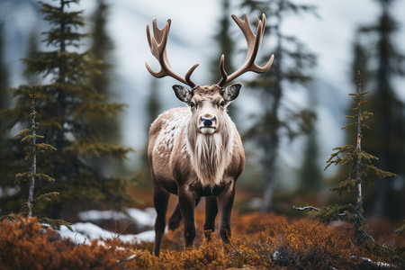 Magnificent Brown Reindeer Up Closeの素材