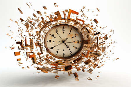 Antique Timer: A Timepiece in Fragments isolated on a transparent backgroundの素材