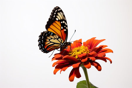 Butterfly Perched on a Blossoming Bloom isolated on a transparent backgroundの素材