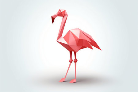 Origami Flamingo Unfolding its Beauty isolated on a transparent backgroundの素材