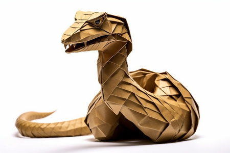 Origami Creation of a Cobra isolated on a white backgroundの素材