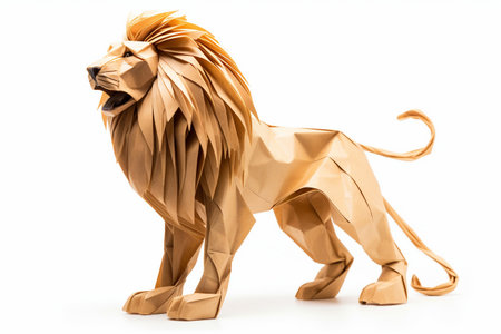Wonderful Origami Depiction of The Lion King isolated on a transparent backgroundの素材