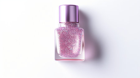 Isolated Clear White Glittery Nail Polishの素材